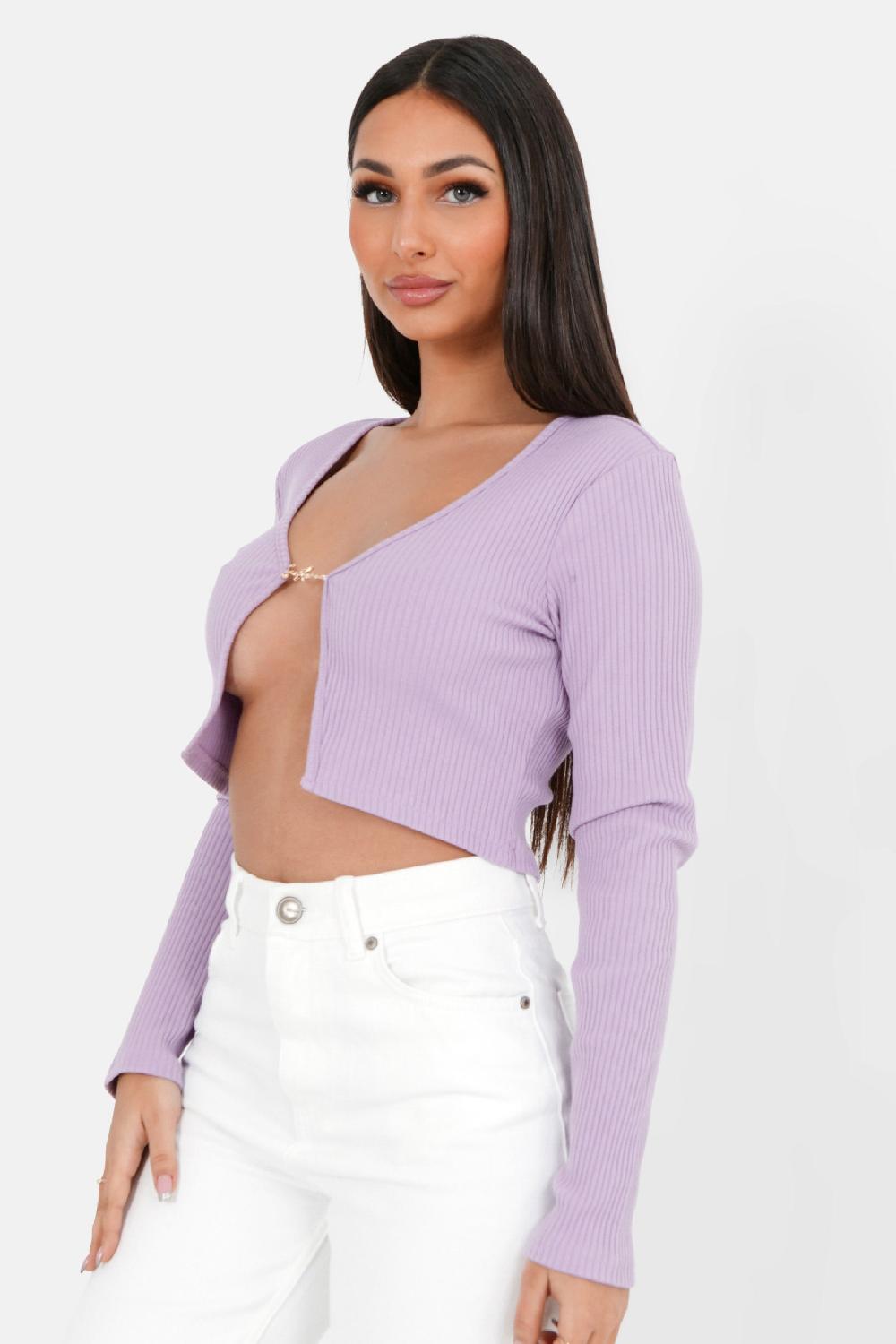 Sixth June Top Court Ouverture Bijou Devant Violet Clair