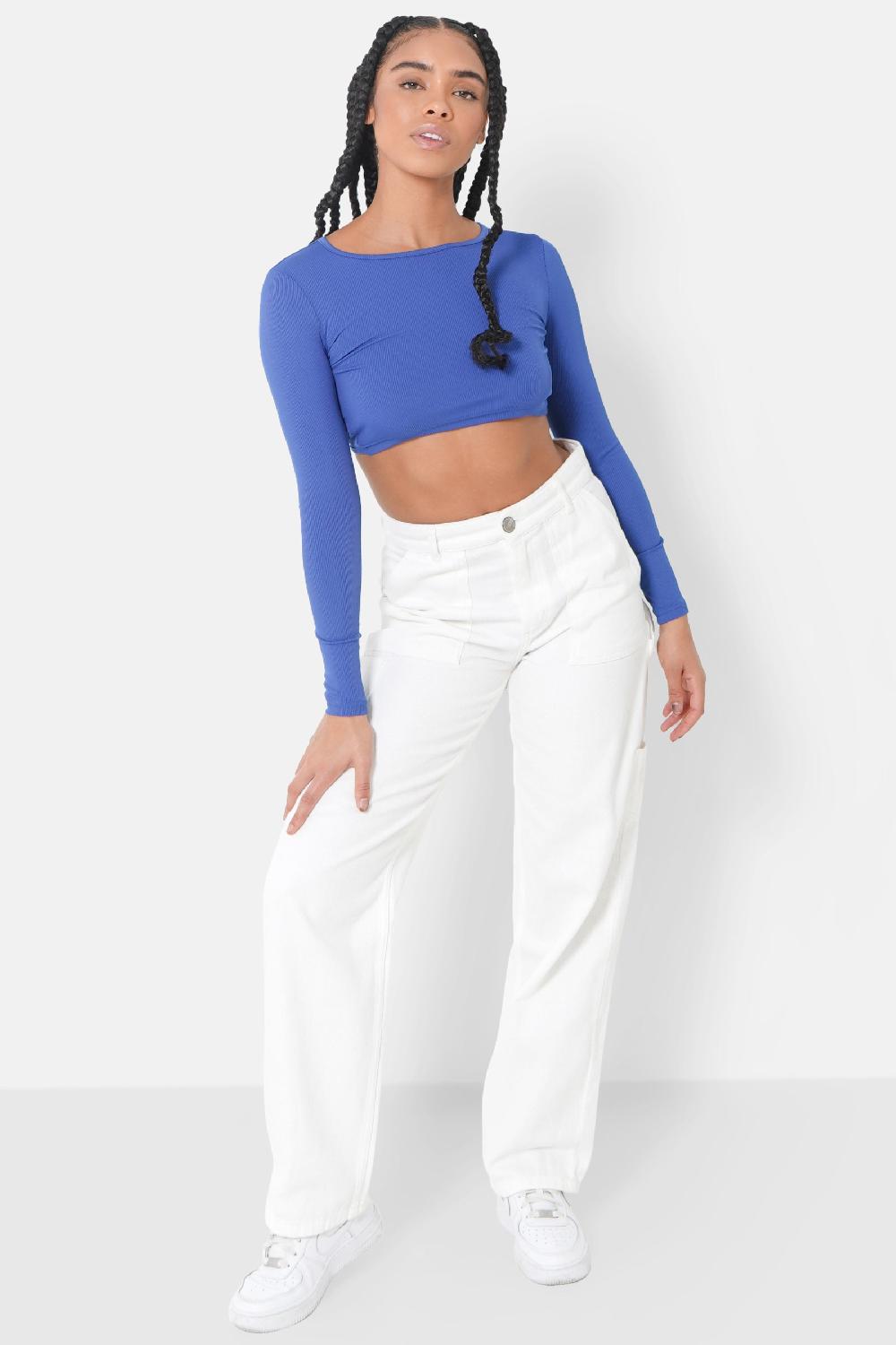 Sixth June Top Manches Longues Ouverture Dos Bleu Foncé