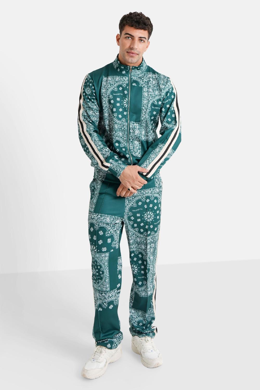 Sixth June Veste Survêtement Zippé Bandana Vert Foncé