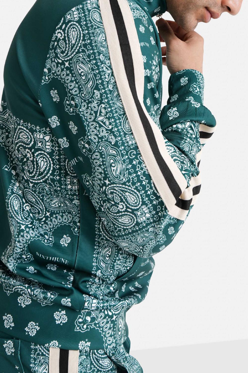 Sixth June Veste Survêtement Zippé Bandana Vert Foncé