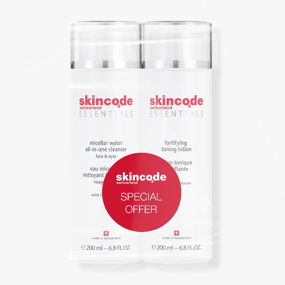 skincode Duo Pack – Eau Micellaire Nettoyante Tout-En-Un & Lotion Tonique Fortifiante