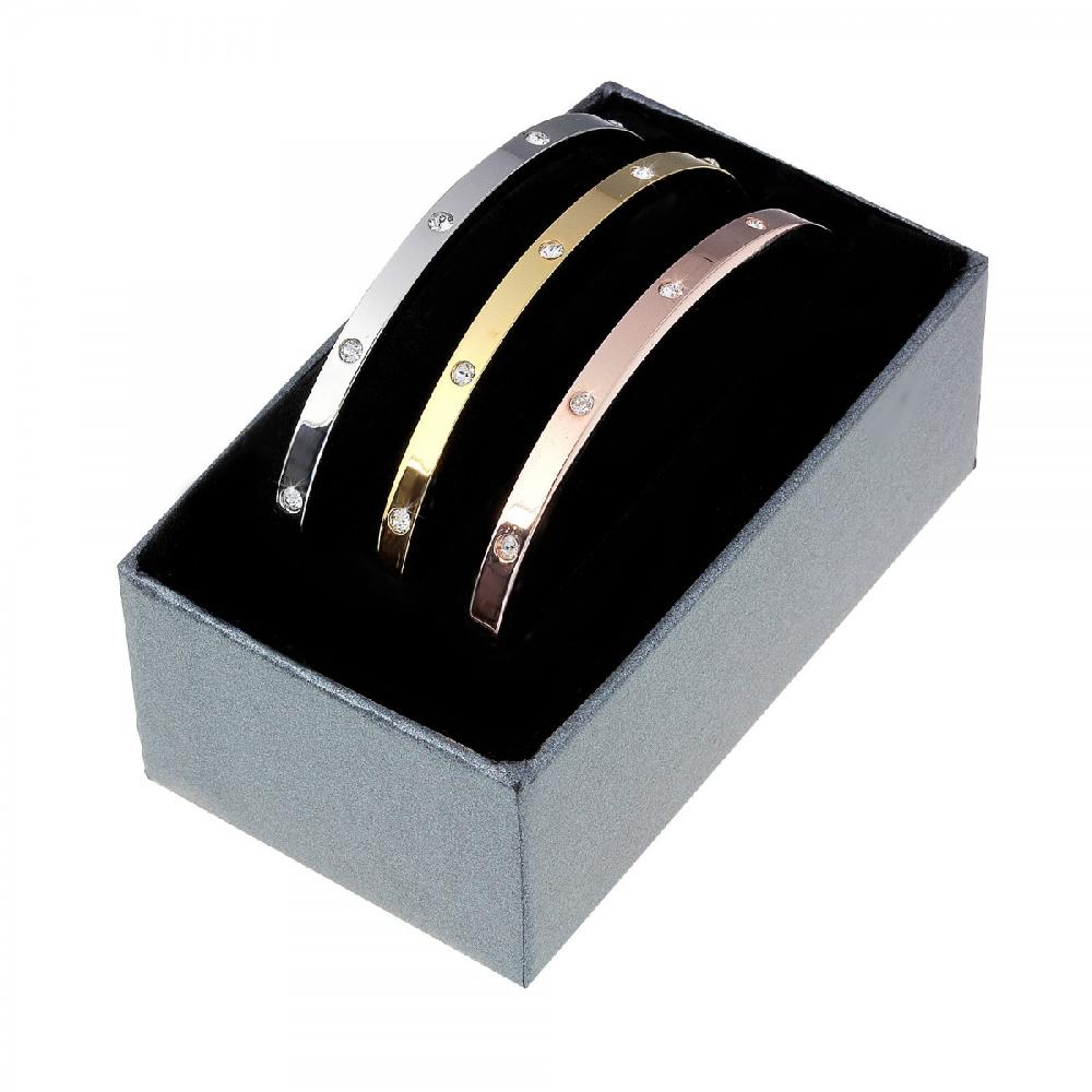 So Charm 3 Bracelets En Acier Inoxydable SoCharm Ornés De Cristaux Scintillants