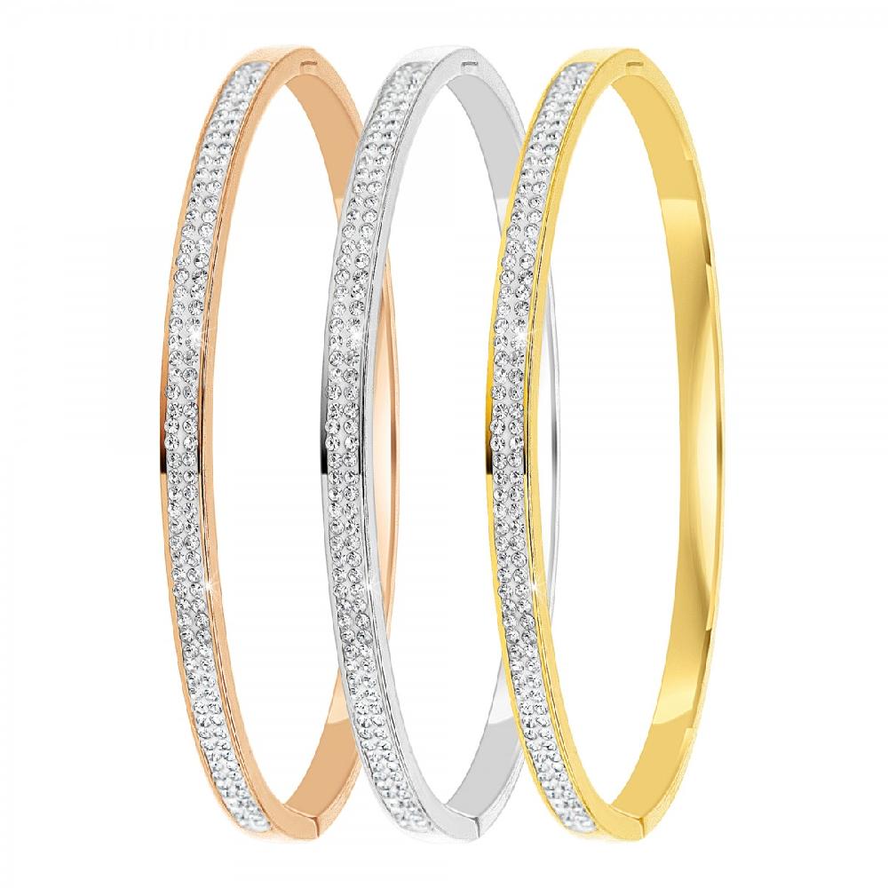 so charm 3 Bracelets SoCharm en acier inoxydable ornés de Cristaux scintillants