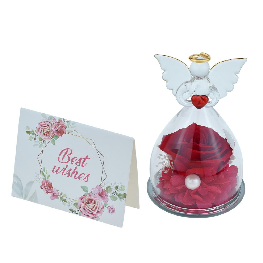 So Charm Ange En Cristal Et Sa Rose éternelle - Stabilisée