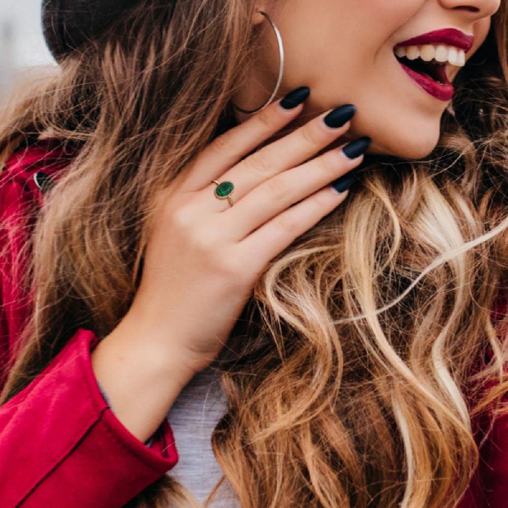 So Charm Bague Ajustable SoCharm Ornée D'une Malachite