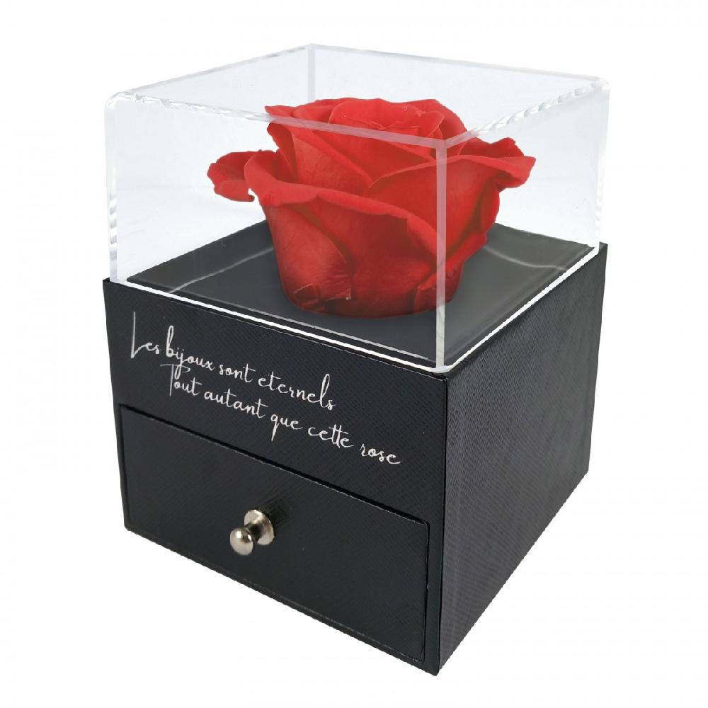 So Charm Boite à Bijoux Décorée D'une Rose éternelle - Stabilisée Rouge