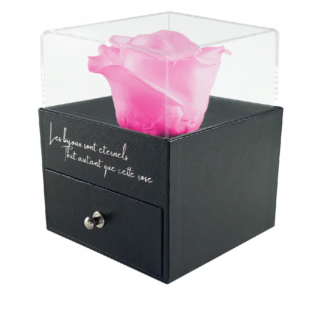 So Charm Boite à Bijoux Décorée D'une Rose éternelle - Stabilisée Rose