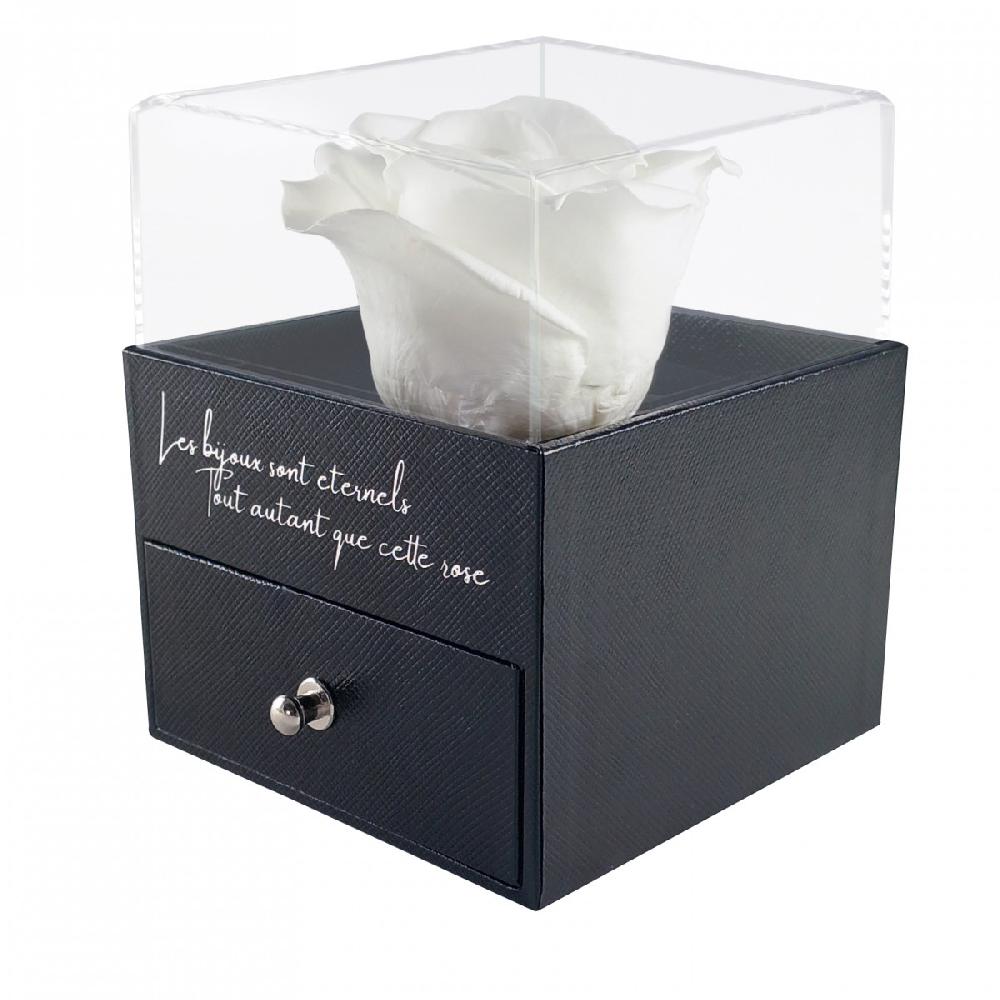 So Charm Boite à Bijoux Décorée D'une Rose éternelle - Stabilisée Blanche