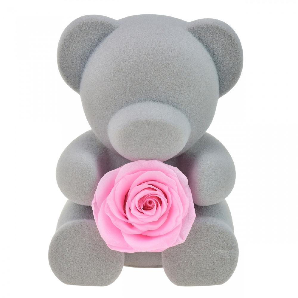 So Charm Boite à Bijoux Ourson Décorée D'une Rose éternelle - Stabilisée Rose