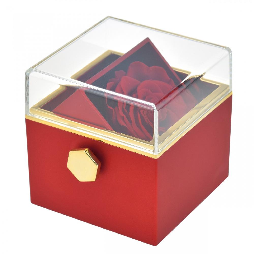 So Charm Boite à Bijoux Surprise Décorée D'une Rose éternelle - Stabilisée Rouge