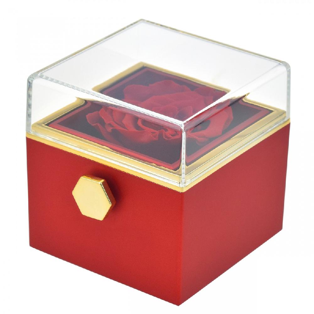 so charm Boite à bijoux surprise décorée d'une rose éternelle - stabilisée rouge