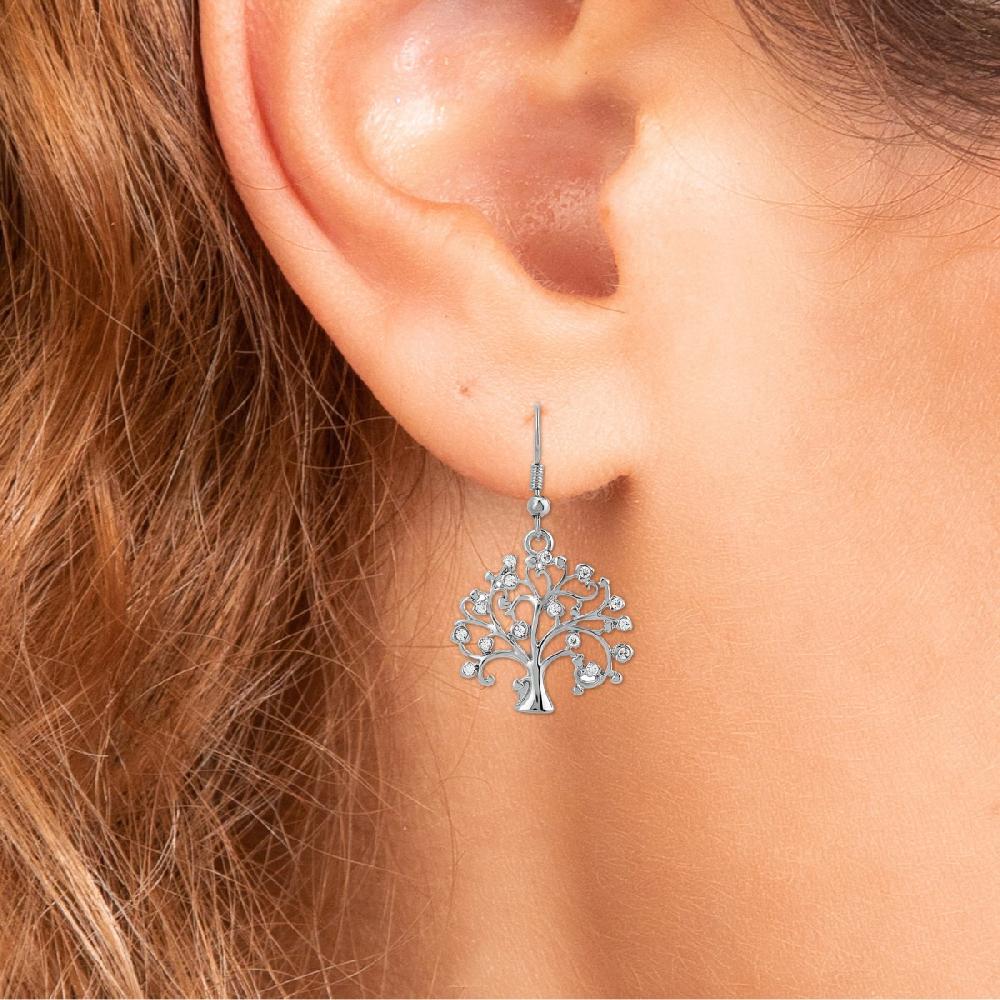 So Charm Boucles D'oreilles Arbre De Vie Ornées De Cristaux Scintillants Par SoCharm