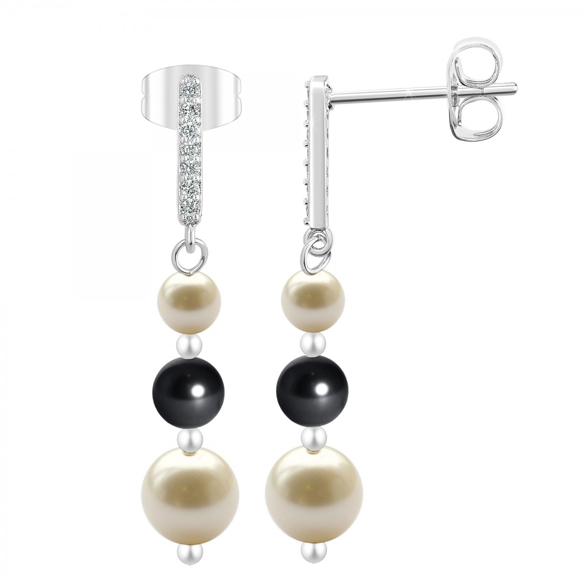 so charm Boucles d'oreilles SoCharm ornées de Cristaux scintillants et de perles scintillantes