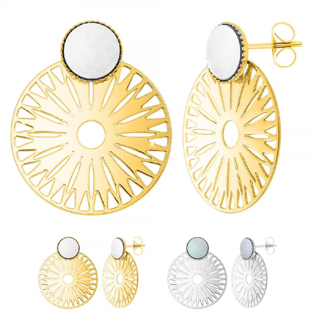 So Charm Boucles D'oreilles SoCharm Ornées De Nacre Grise