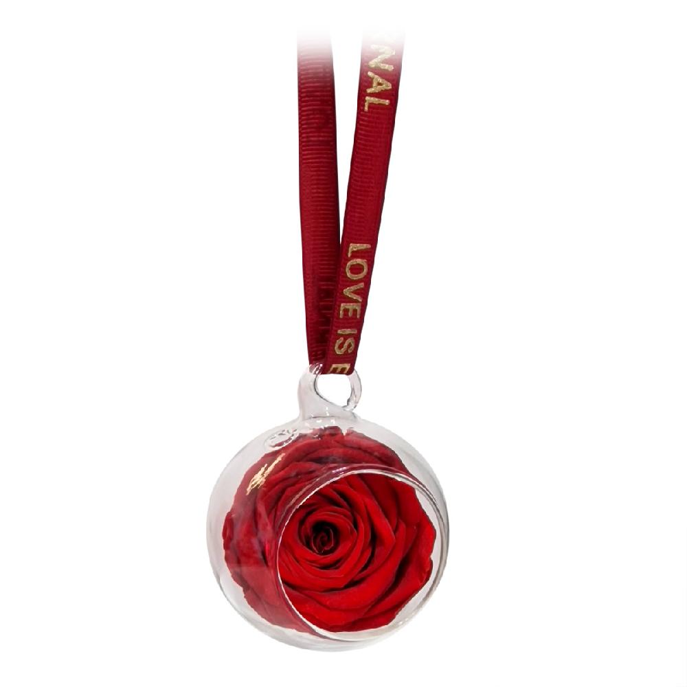 so Charm Boule En Verre Décorée D'une Rose éternelle Rouge