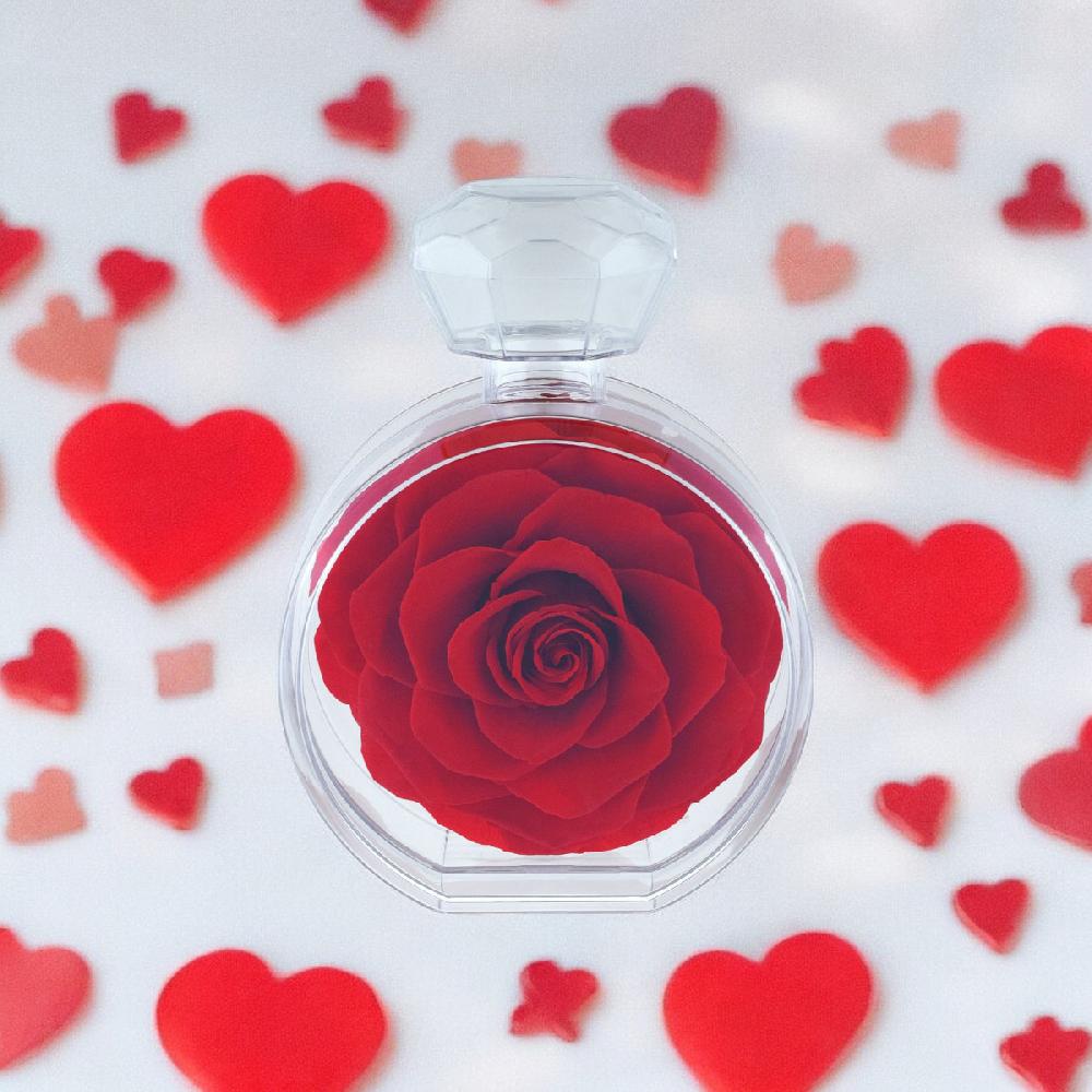 So Charm Bouteille De Parfum Décoré D'une Rose éternelle Rouge