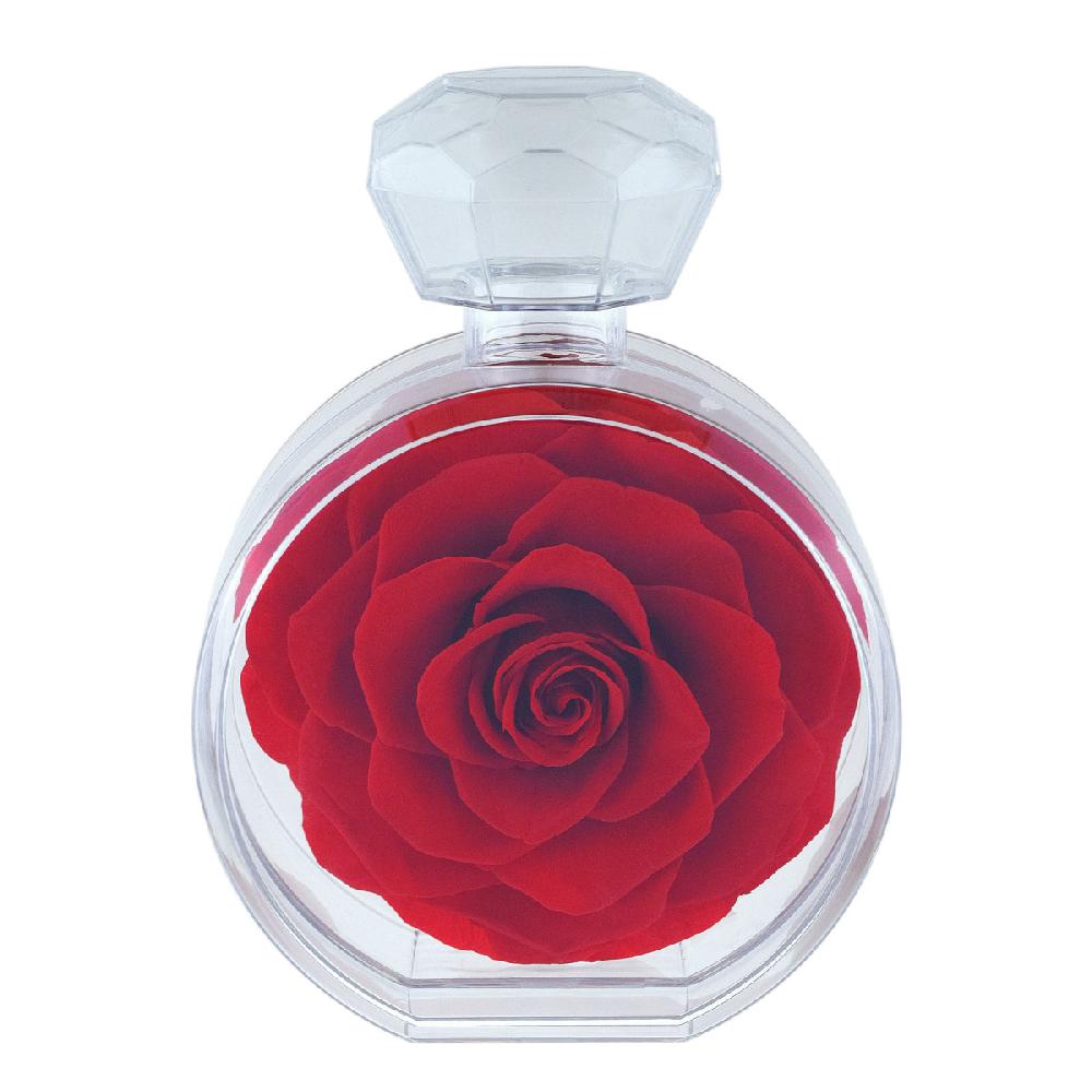 so charm Bouteille de parfum décoré d'une rose éternelle rouge