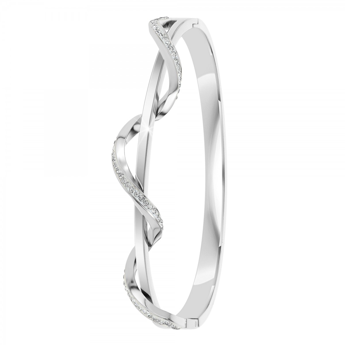 so charm Bracelet argenté en acier inoxydable par SoCharm orné de cristaux scintillants