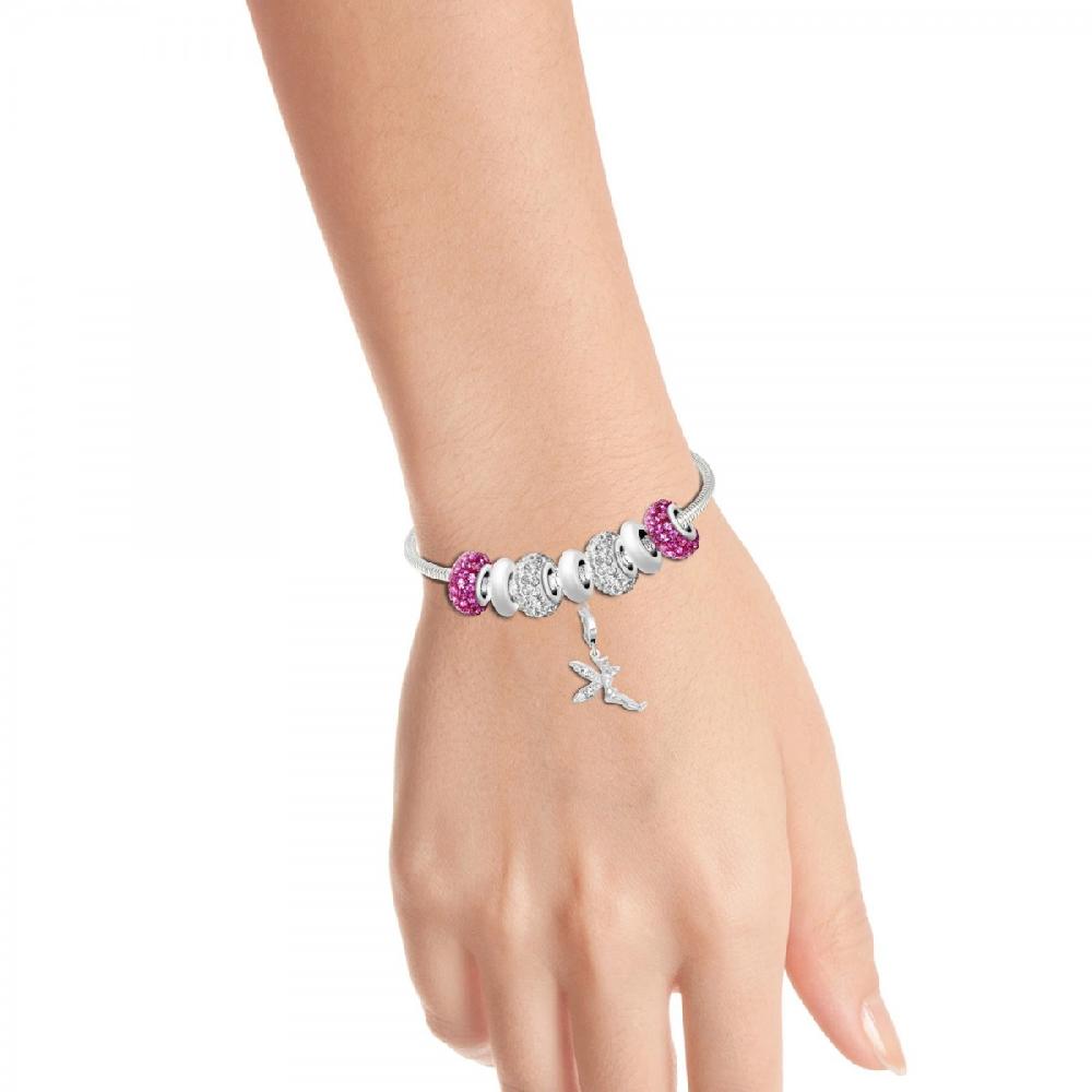 So Charm Bracelet De Charms Perles Roses Et Acier SoCharm