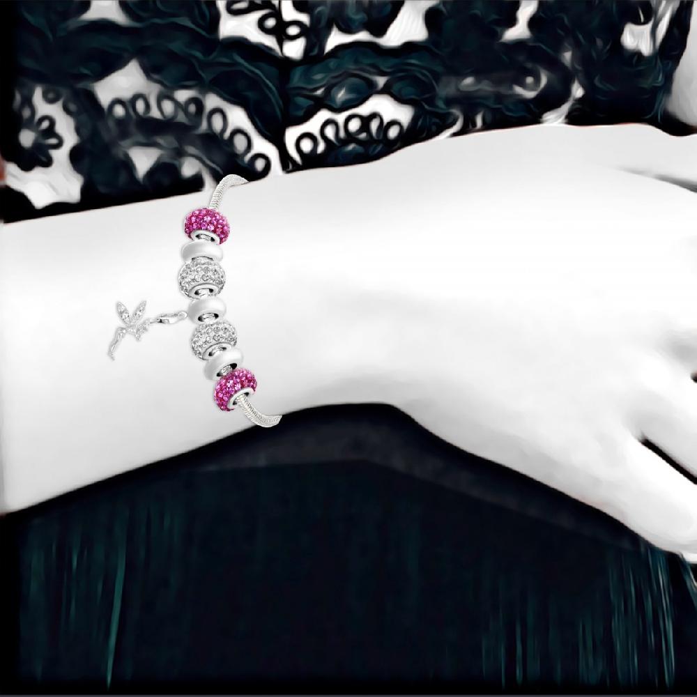 So Charm Bracelet De Charms Perles Roses Et Acier SoCharm