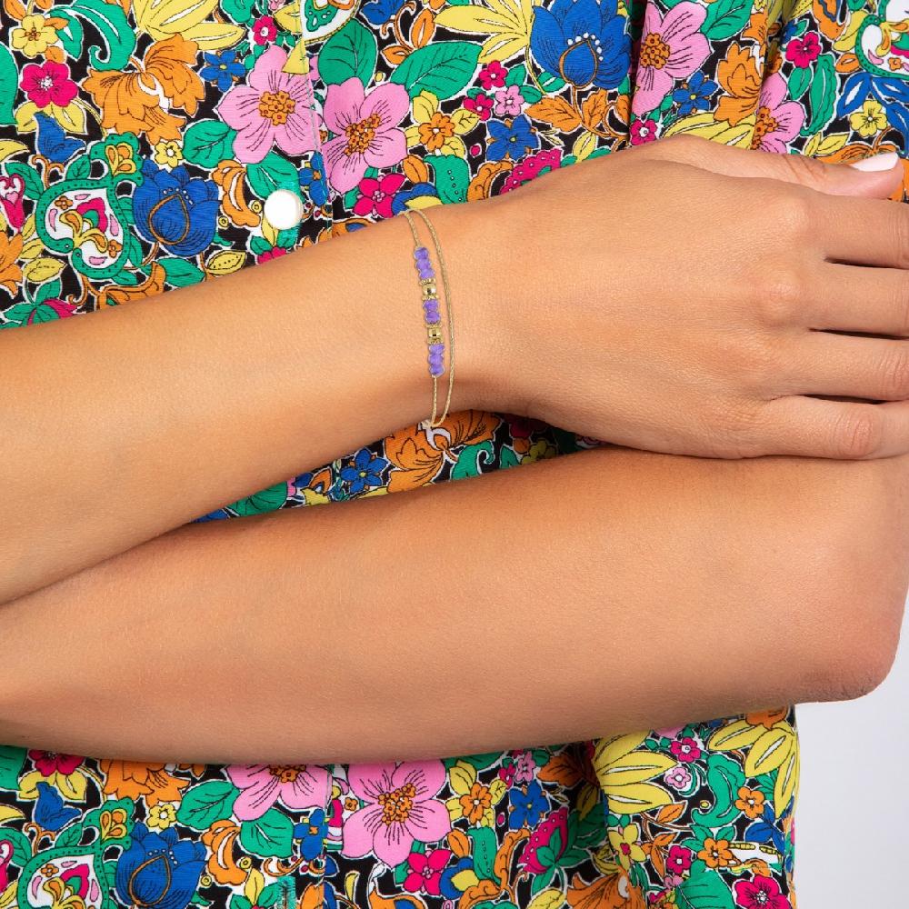 So Charm Bracelet Double Tour Par SoCharm Orné D'Améthystes