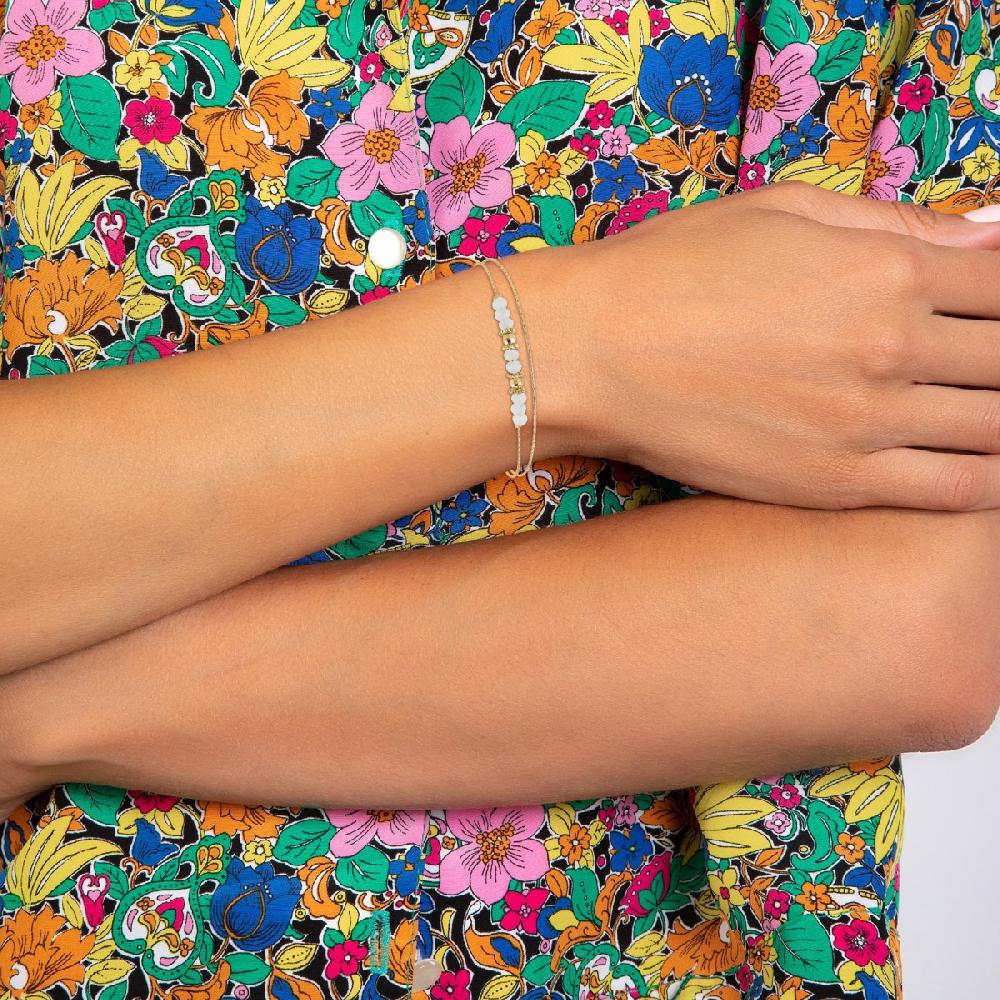 So Charm Bracelet Double Tour Par SoCharm Orné De Pierres De Lune Blanche