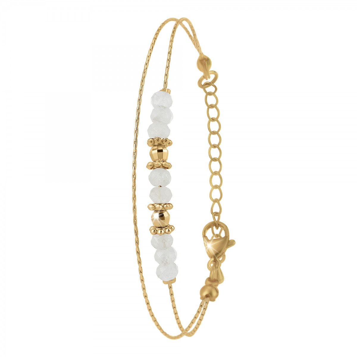 so charm Bracelet double tour par SoCharm orné de pierres de lune blanche