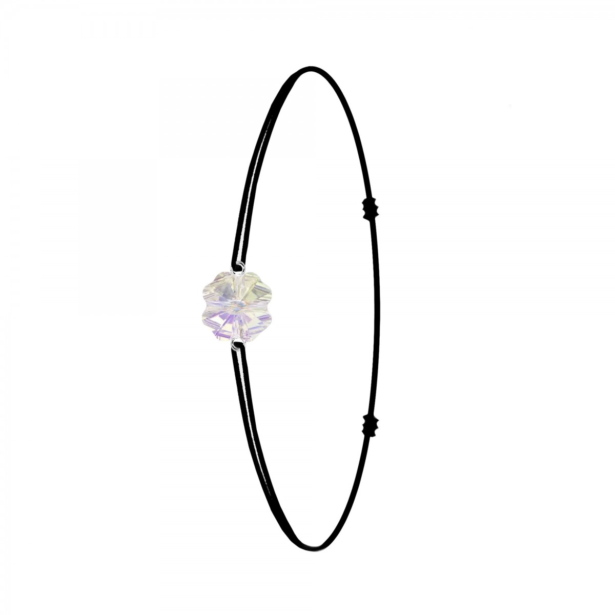 so charm Bracelet élastique noir et trèfle SoCharm orné de Cristaux scintillants