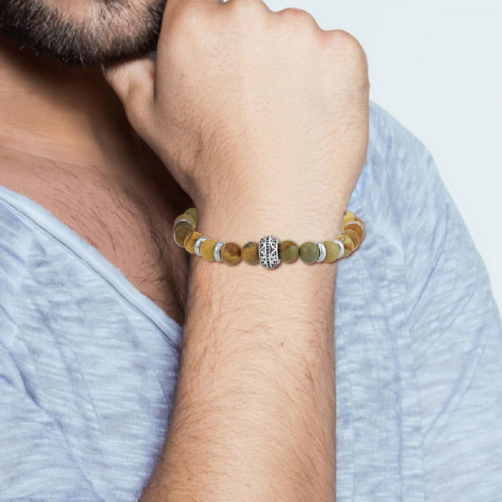 So Charm Bracelet Homme Par SoCharm Orné De Jaspe Paysage