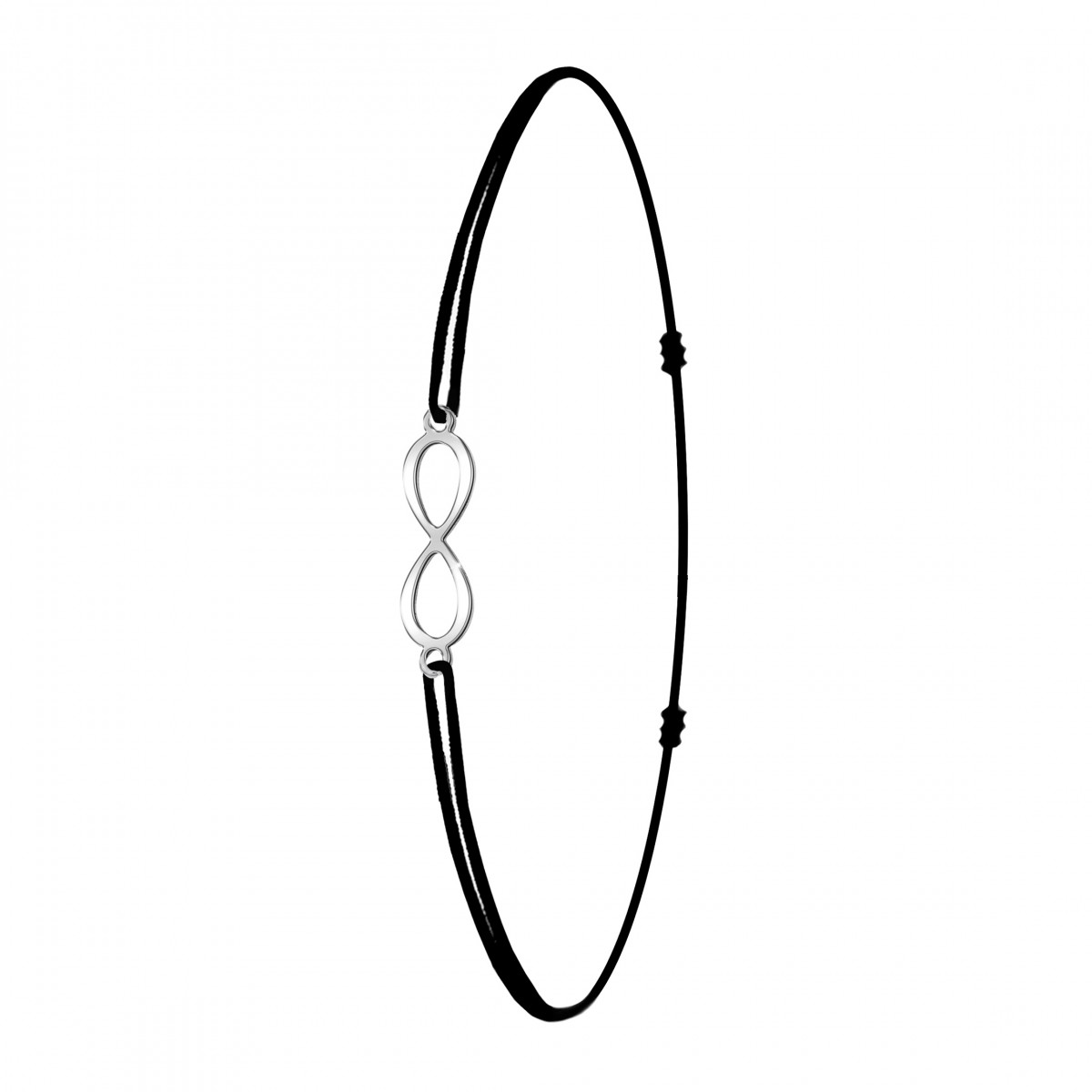 so charm Bracelet infini et élastique noir SoCharm en Acier Rhodié argenté