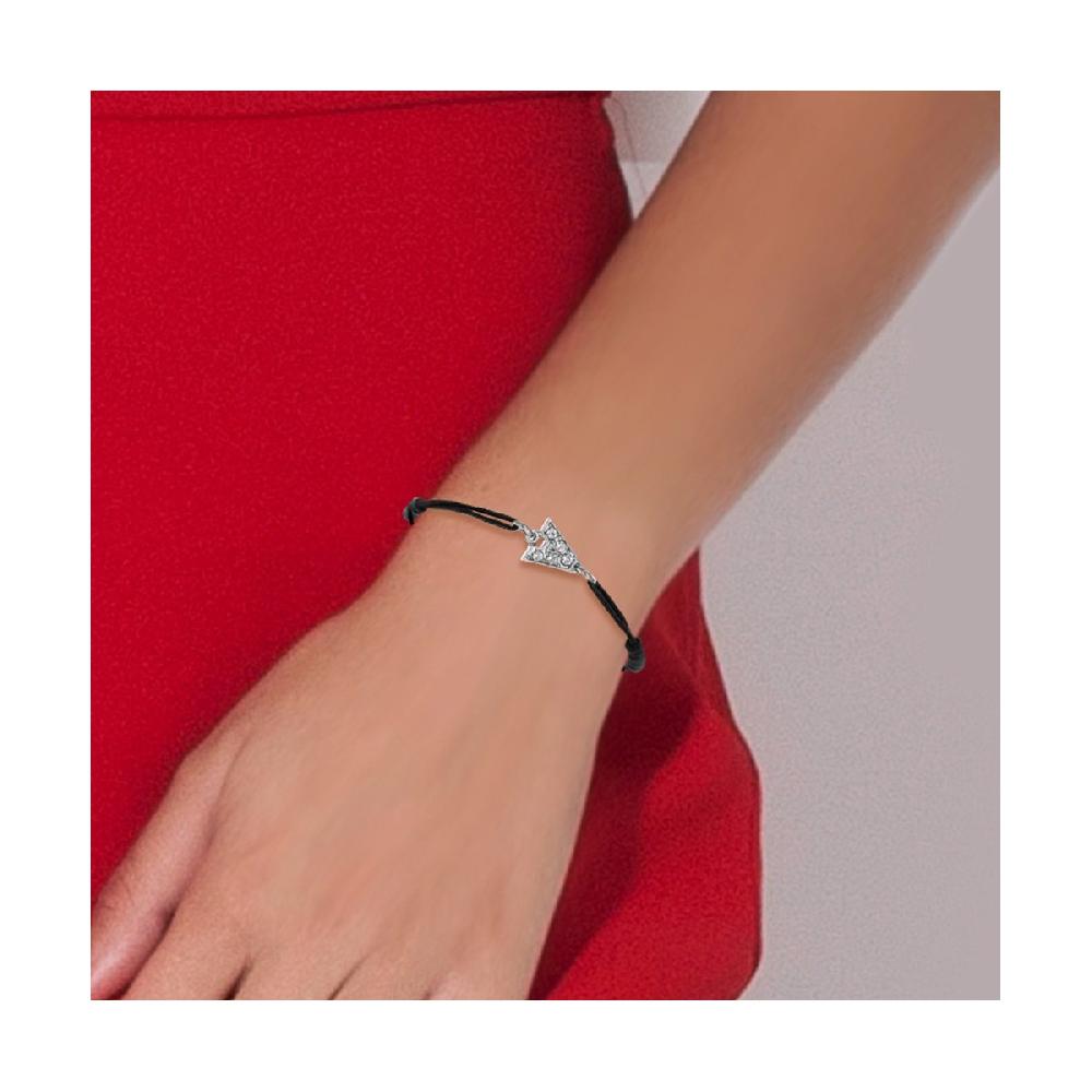 So Charm Bracelet Lettre A élastique Noir SoCharm Orné De Cristaux Scintillants