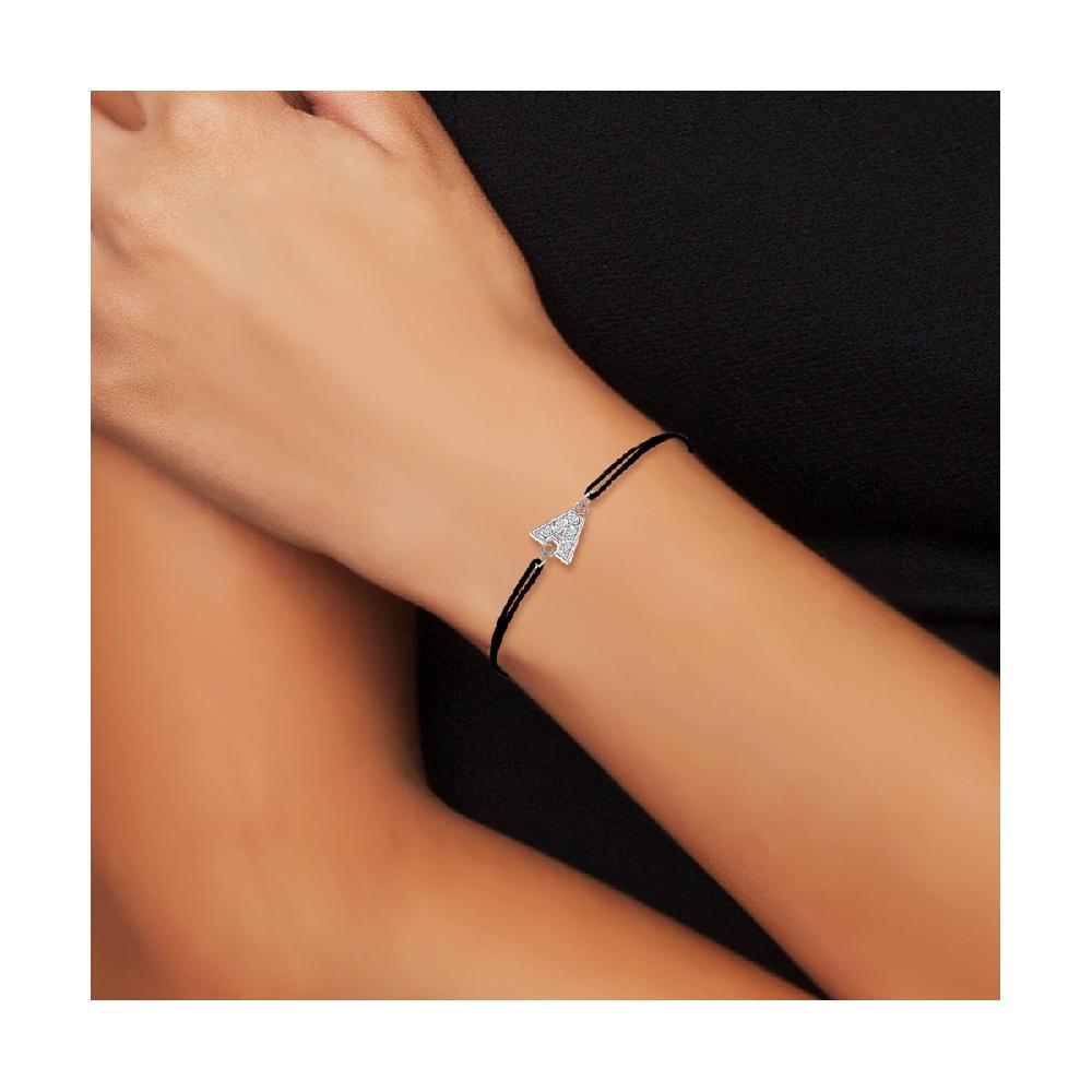 So Charm Bracelet Lettre A élastique Noir SoCharm Orné De Cristaux Scintillants