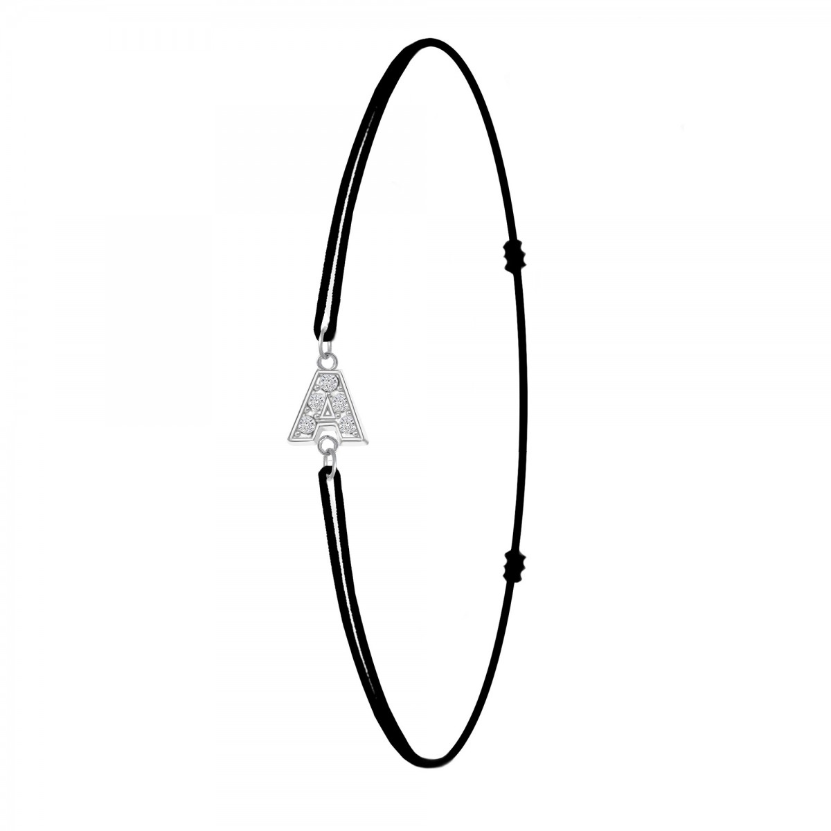 so charm Bracelet lettre A élastique noir SoCharm orné de Cristaux scintillants