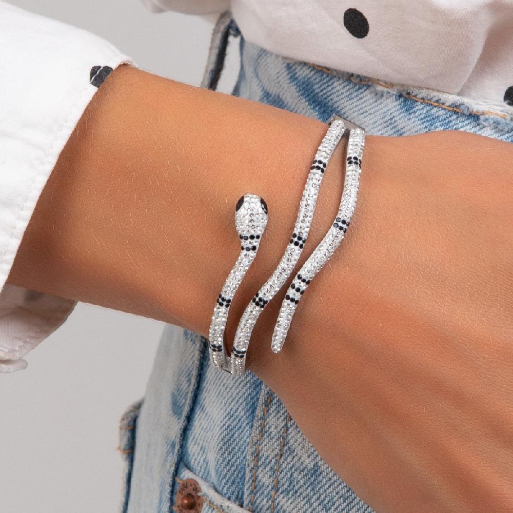 So Charm Bracelet Serpent En Acier Inoxydable Par SoCharm En Acier Rhodié Argenté