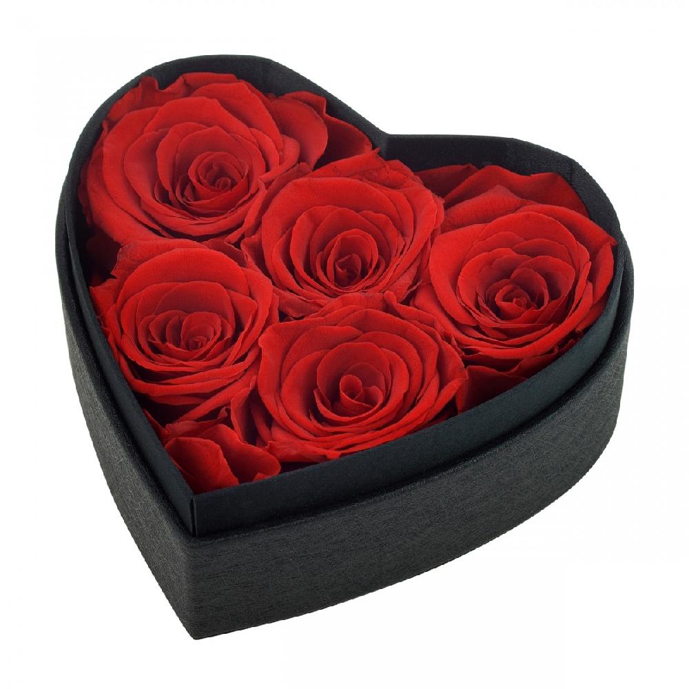 So Charm Coffret Cœur Décoré De Roses éternelles Rouges