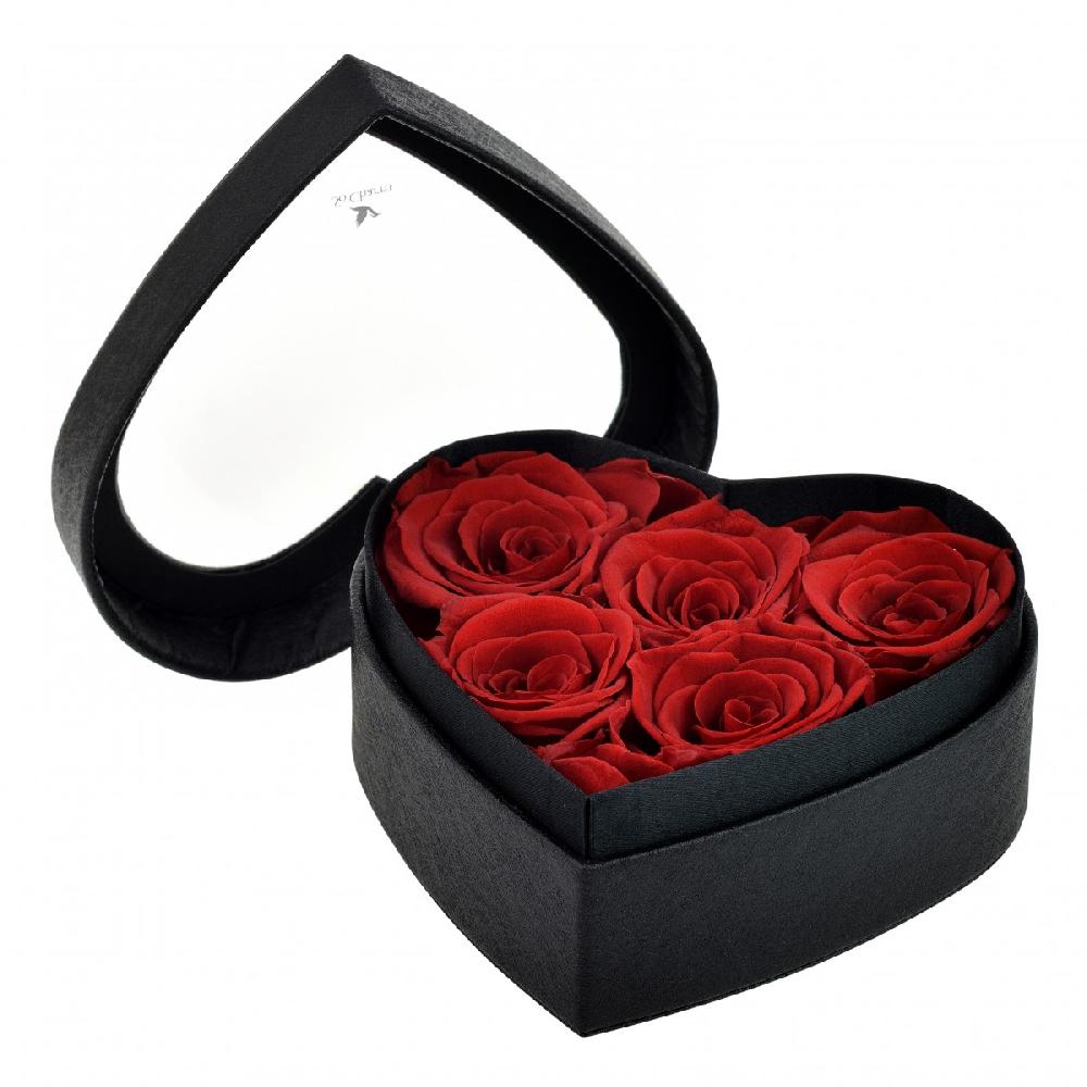 so charm Coffret cœur décoré de roses éternelles rouges