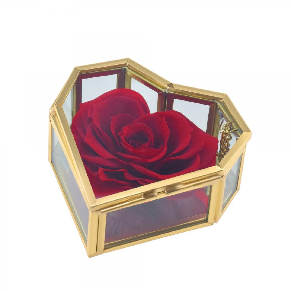 So Charm Coffret En Verre Décoré D'une Rose éternelle - Stabilisée