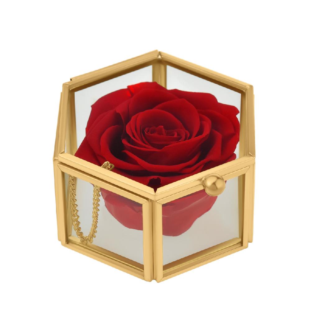 So Charm Coffret En Verre Décoré D'une Rose éternelle - Stabilisée