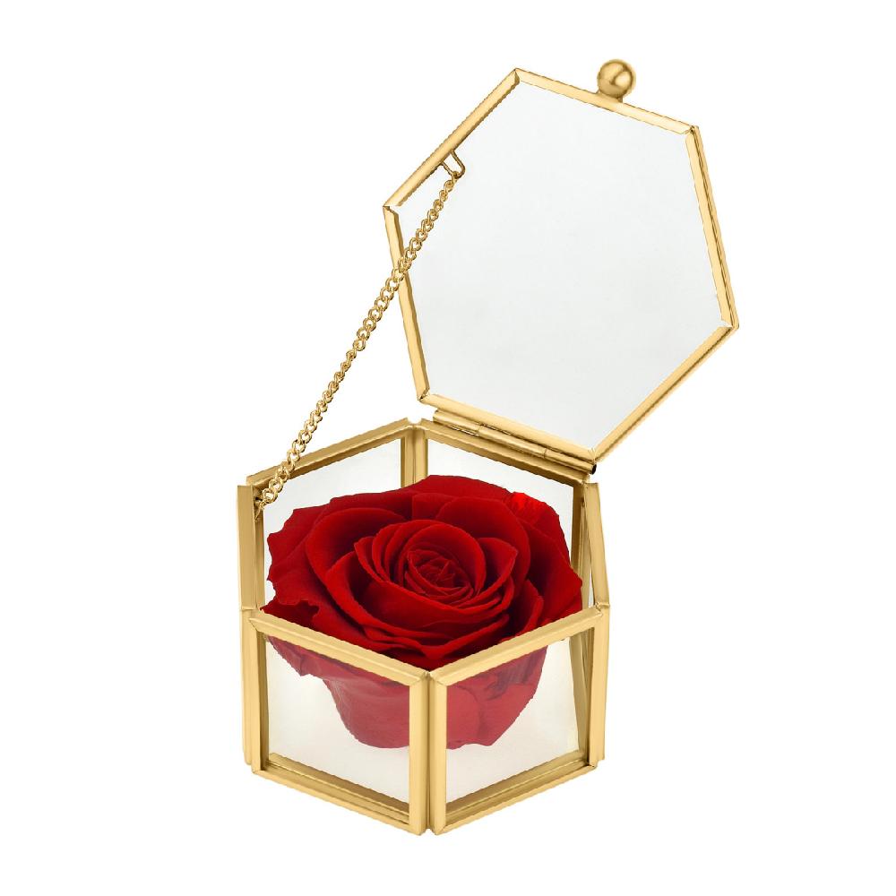 so charm Coffret en verre décoré d'une rose éternelle - stabilisée