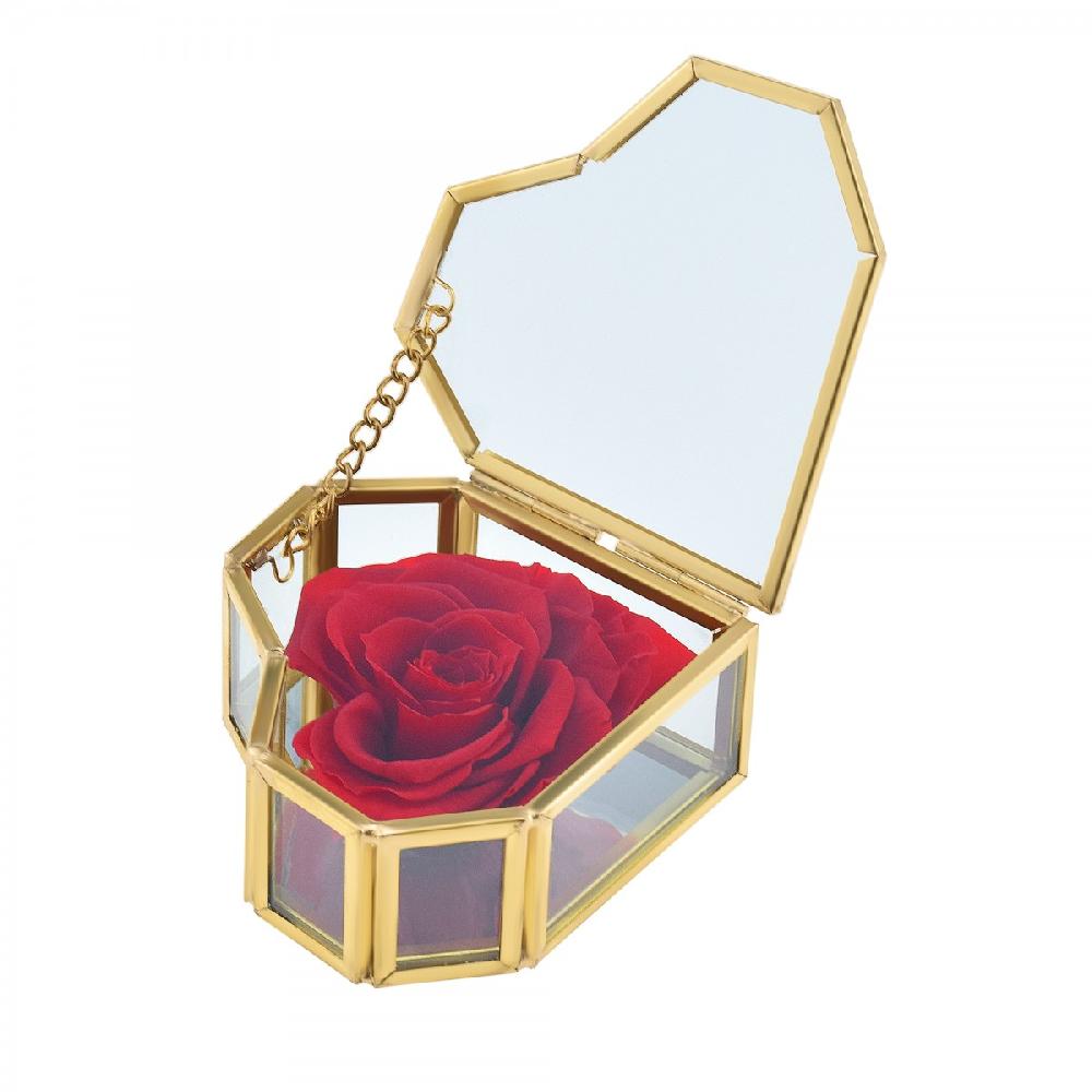 so charm Coffret en verre décoré d'une rose éternelle - stabilisée