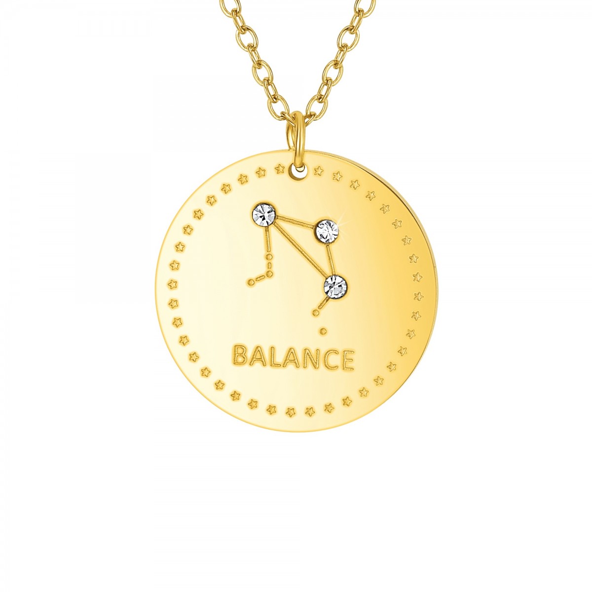 so charm Collier astrologie Balance SoCharm orné de Cristaux scintillants en Acier Finement doré