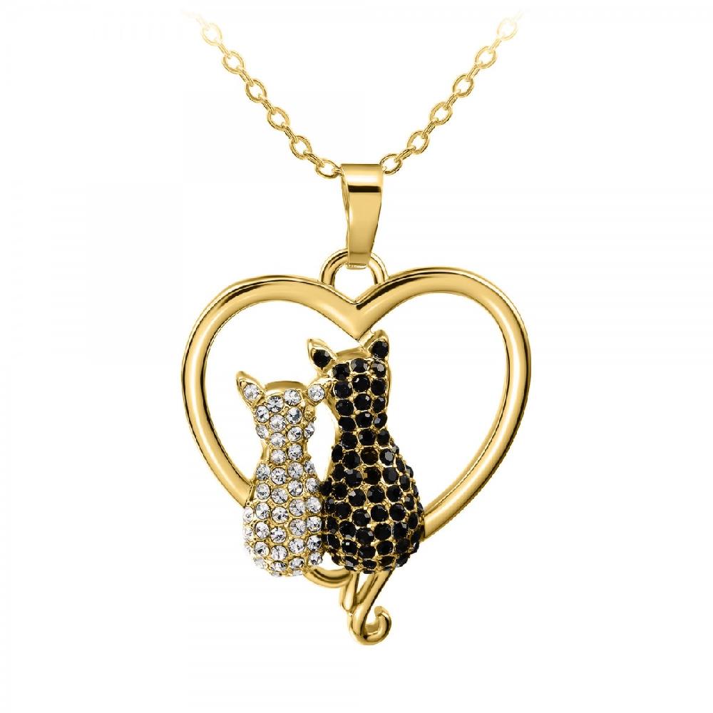 so charm Collier chats SoCharm orné de cristaux scintillants