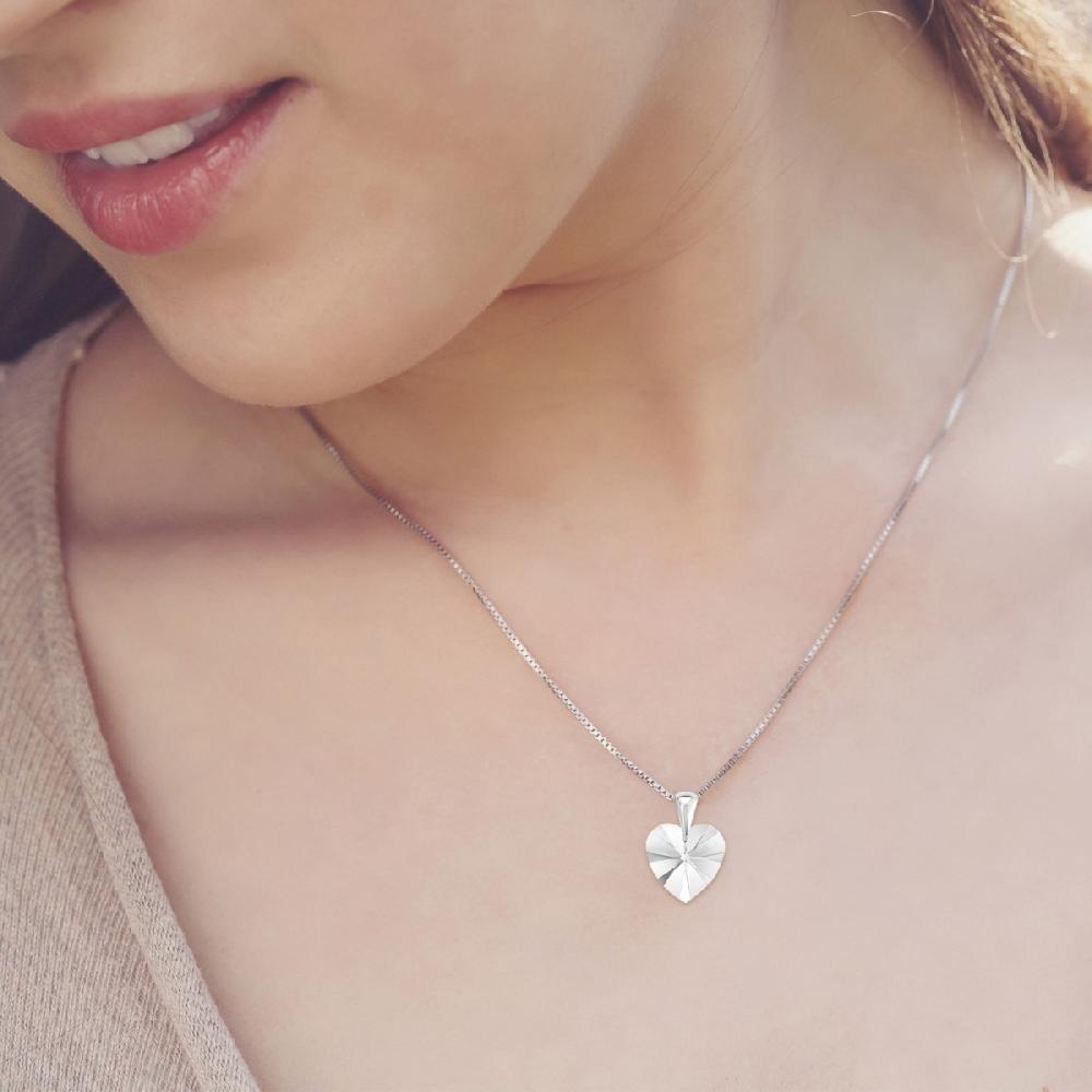 So Charm Collier Coeur En Argent Rhodié 925 Par SoCharm Orné De Cristaux Scintillants