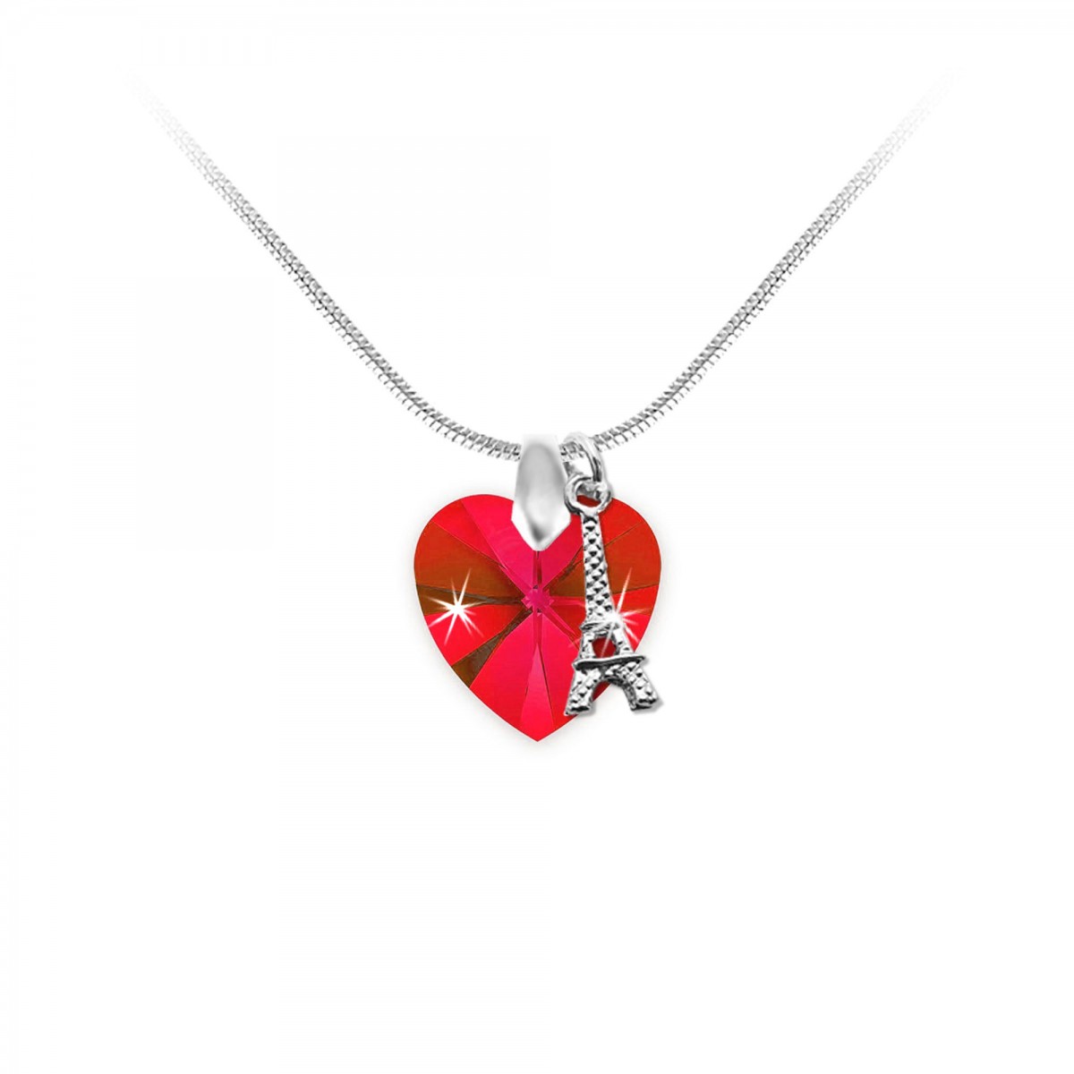 so charm Collier coeur rouge et Tour Eiffel SoCharm orné de Cristaux scintillants
