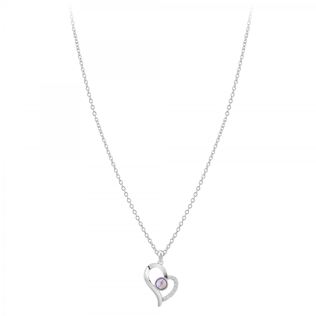 So Charm Collier Coeur SoCharm Orné De Zirconium Et D'une Pierre Améthyste