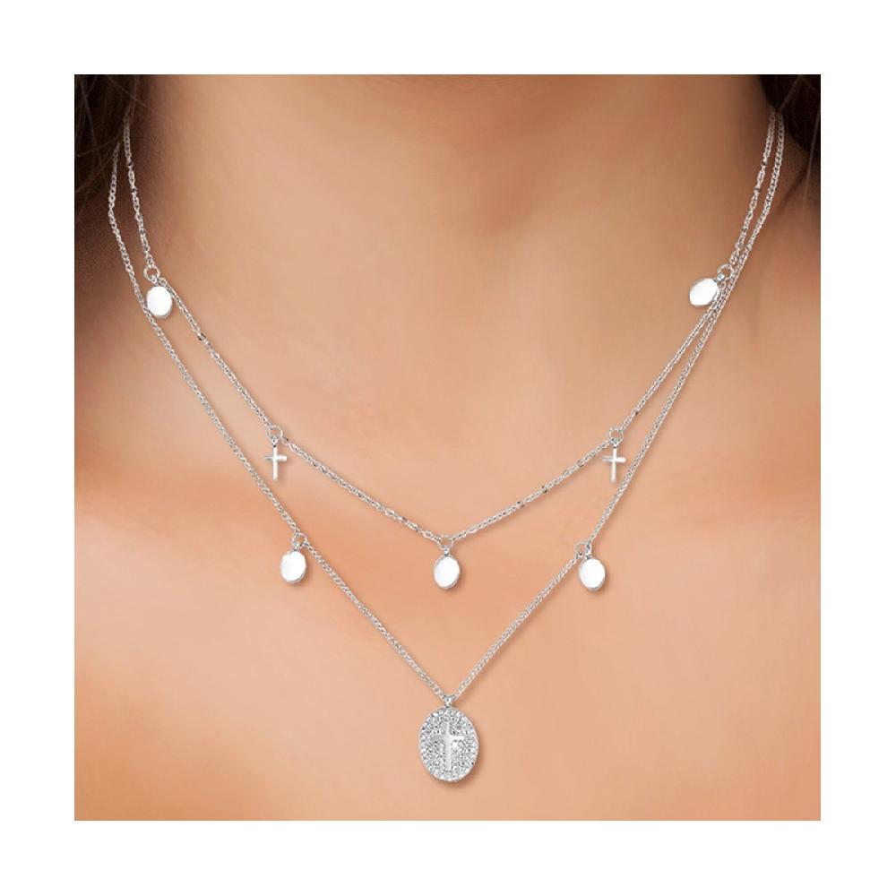 So Charm Collier Croix Par SoCharm Orné De Cristaux Scintillants