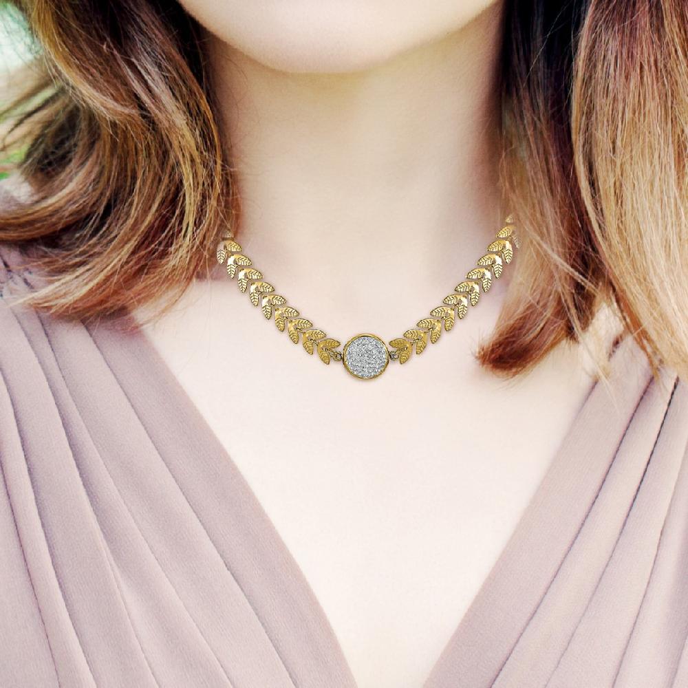 So Charm Collier En Acier Orné De Cristaux Scintillants Par SoCharm En Acier Rhodié Argenté