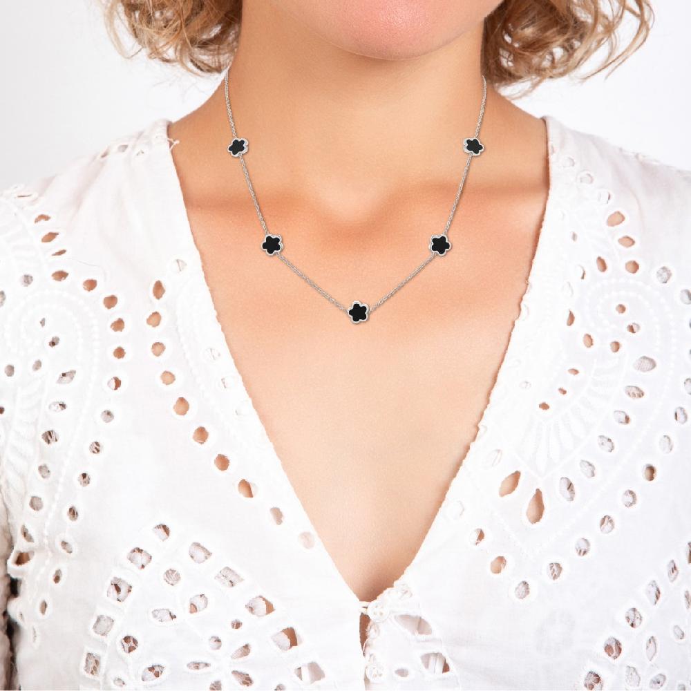 So Charm Collier Fleurs Par SoCharm En Acier Inoxydable