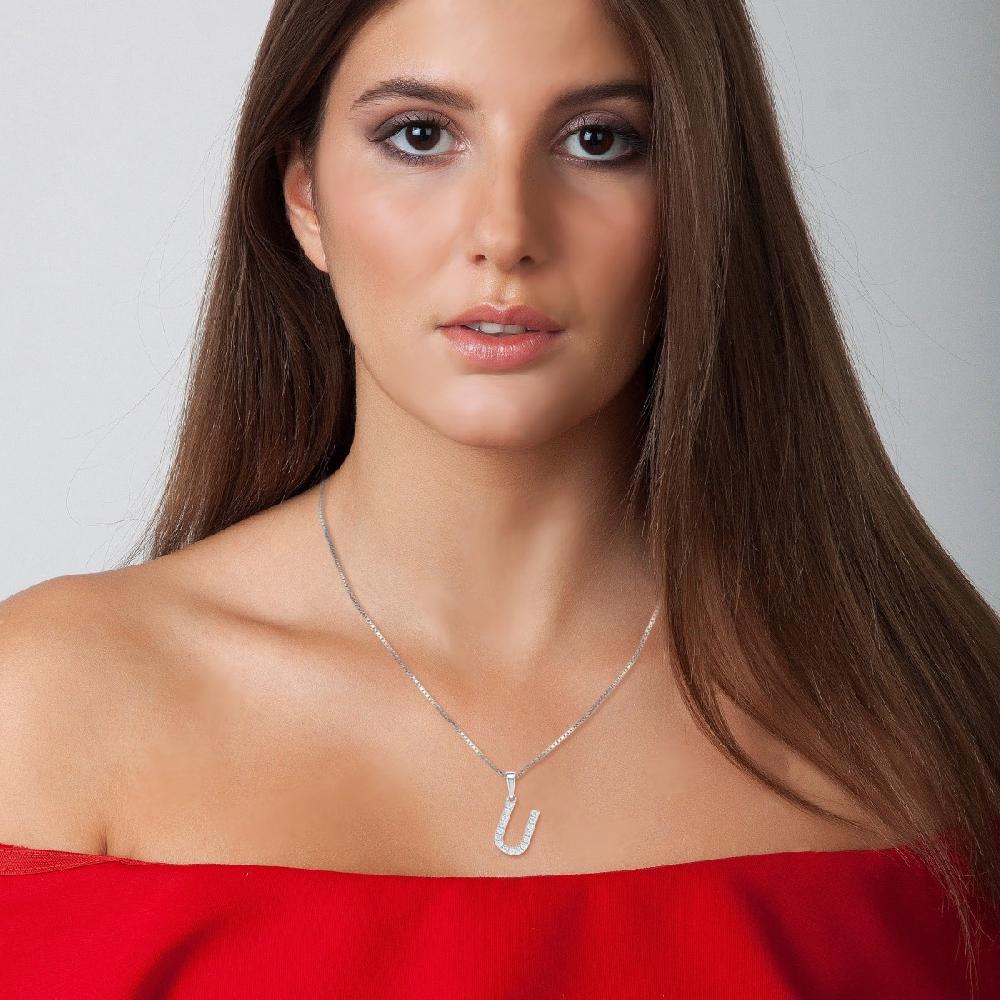 So Charm Collier Lettre U SoCharm En Argent Rhodié 925/1000