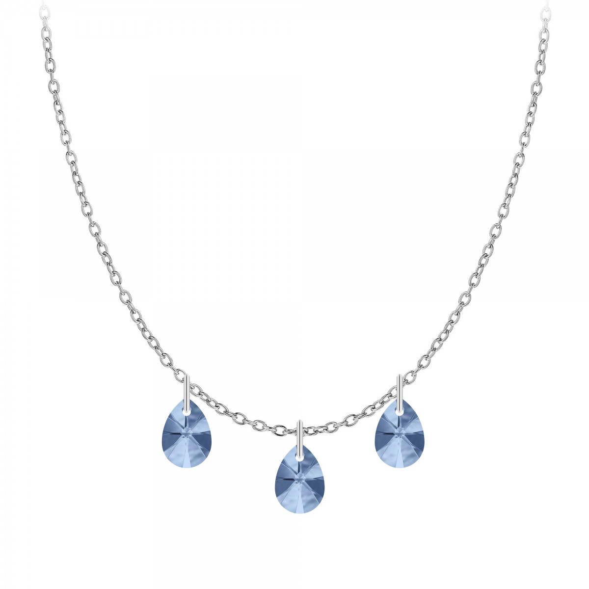 So Charm Collier Maille Forçat Et Cristaux Scintillants Par SoCharm En Acier Rhodié Argenté